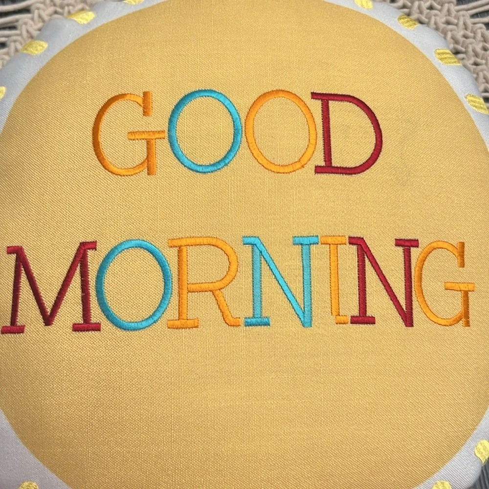 Good Morning/Good Night Reversible Circular Accent Pillow